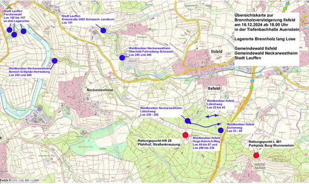 Übersichtskarte Brennholz-lang Ilsfeld, Neckarwestheim, Lauffen 2024